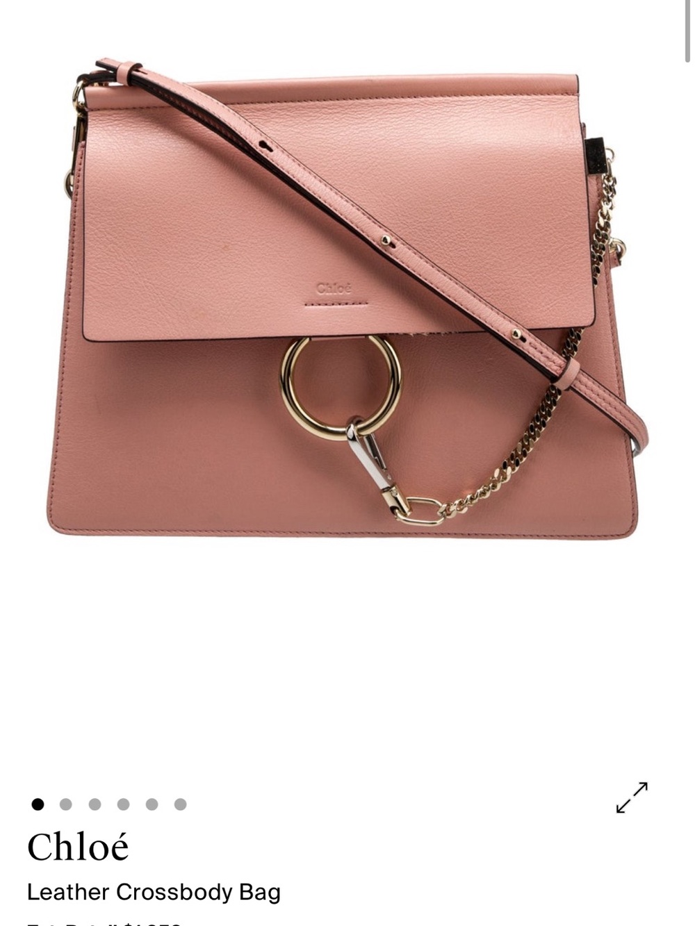 Chloé Pink Leather Faye-Style Crossbody with Gold Ring